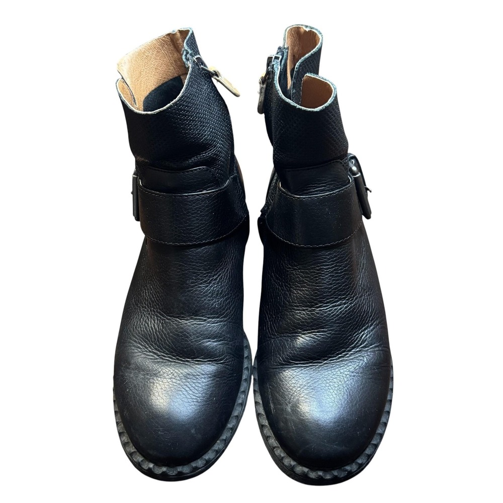 Gentle Souls Booties Womens Size 8 Black Leather Binta Slit Moto‎ Bootie Zip